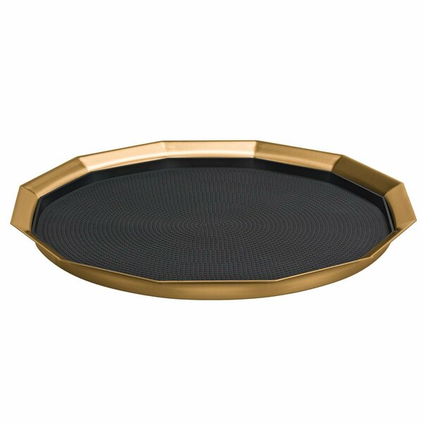 Service Ideas Paneled Tray with Removable Insert, 14 diameter, Stainless Steel, Vintage Gold TRPN1614RIBSVG